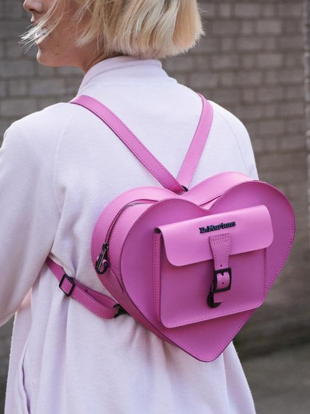 Dr. Martens Hot Pink Hardware Kiev Leather Heart-Shaped Crossbody Bag Backpack